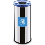 Koš na tříděný odpad EKO, objem 45 l, z nerezi, víko modré (papír)