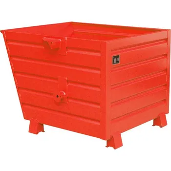 Přepravník Stohovací vyklápěcí kontejner, objem 1500 l, nosnost 2000 kg, d x š x v: 1200x1500x1000 mm, barva červená RAL3000