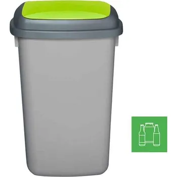 Odpadkový koš Plastový koš QUATRO, objem 45 l, nádoba šedá, víko zelené
