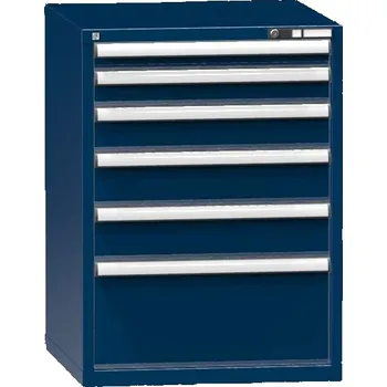 Zásuvková dílenská skříňka, v x š x h: 990 x 731 x 780 mm, 6 x zásuvka, barva tmavě modrá RAL5010