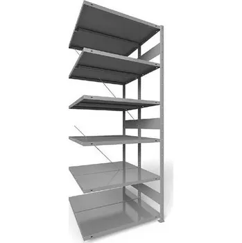 Dílenský regál Zásuvný regál CLIP S3, dvoustranný, V: 2500 mm, 2 x 6 polic 1000 x 500 mm, nosnost 230 kg, šedý, přídavný