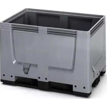 Přepravník Přepravník z polyetylenu, plné stěny, barva šedá, 1200 x 1000 x 1000 mm, na ližinách