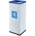 Koš EKO SQUARE na tříděný odpad, objem 60 l, nádoba lakovaná šedá, víko modré (papír)