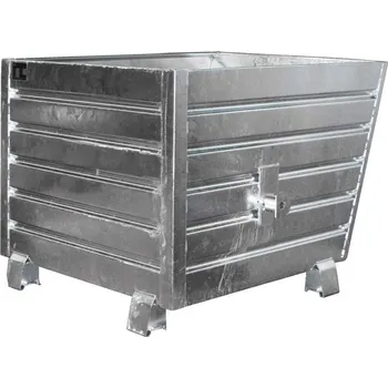 Přepravník Stohovací vyklápěcí kontejner, objem 900 l, nosnost 2000 kg, d x š x v: 1200x1000x900 mm, žárově zinkované