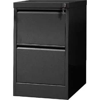 Kartotéka Kartotéka na závěsné pořadače A4, 2 jednořadové zásuvky, v x š x h: 715 x 415 x 630 mm, barva černá RAL9005