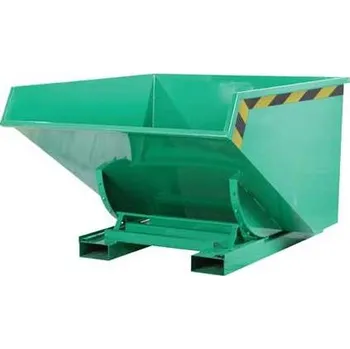 Přepravník Samovýklopný přepravník, dvojité dno se sítkem, výpustný kohout, objem 600 l, nosnost 800 kg, d x š x v: 1500x1060x820 mm, barva zelená RAL6029