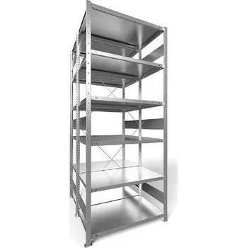 Dílenský regál Zásuvný regál CLIP S3, dvoustranný, V: 2500 mm, 2 x 6 polic 1000 x 600 mm, nosnost 230 kg, pozinkovaný, základní