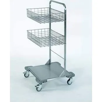 Nerezový pojízdný stojan se 2 závěsnými koši, v x š x h: 1120x570x550 mm.