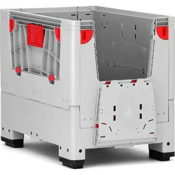 Přepravník Velký skládací přepravník z polyetylenu, s bočními klapkami, 1200 x 800 x 1000 mm, na nohách