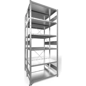 Dílenský regál Zásuvný regál CLIP S3, dvoustranný, V: 2500 mm, 2 x 6 polic 1000 x 500 mm, nosnost 230 kg, pozinkovaný, základní