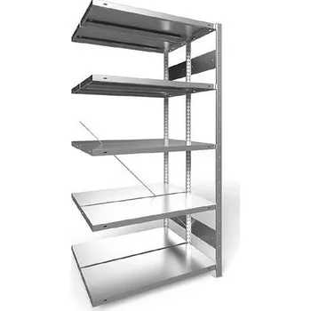 Dílenský regál Zásuvný regál CLIP S3, dvoustranný, V: 2000 mm, 2 x 5 polic 1000 x 500 mm, nosnost 230 kg, pozinkovaný, přídavný