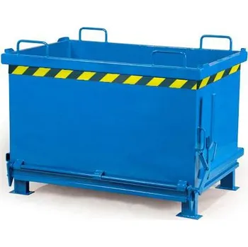 Přepravník Přepravník s výklopným dnem, objem 1000 l, nosnost 1250 kg, d x š x v: 1200 x 1000 x 1160 mm, barva modrá RAL5010