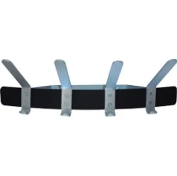 Věšák Nástěnný věšák se 4 háky, celokovové provedení, černá a stříbrná barva, výška 230 mm