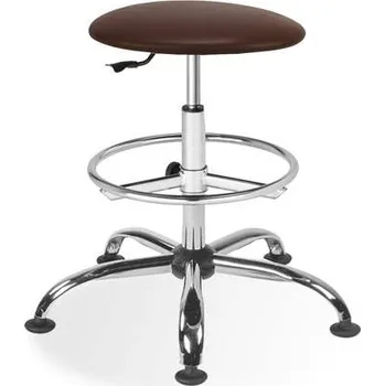 Laboratorní stolička GOLIAT, vysoká, s opěrným kruhem, koženka béžová.