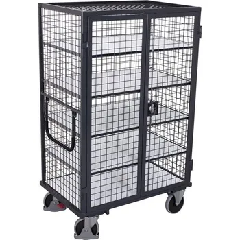 Antistatický skříňový vozík VARIOfit, 4 police, 1245 x 785 mm, s dveřmí