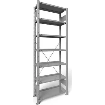 Kancelářská sestava Zásuvný regál na spisy COMPACT, jednostranný, 7 polic, v x š: 2200 x 750 mm, šedý, základní