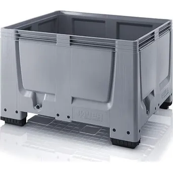 Přepravník Přepravník z polyetylenu, plné stěny, barva šedá, 1200 x 1000 x 1000 mm, na nohách