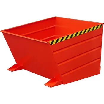 Přepravník Výklopný ocelový přepravník s nízkou násypnou hranou, objem 1000 l, d x š x v: 1445x1200x890 mm, barva červená RAL3000