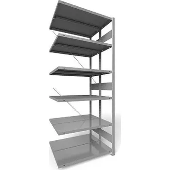 Dílenský regál Zásuvný regál CLIP S3, dvoustranný, V: 2500 mm, 2 x 6 polic 1000 x 400 mm, nosnost 230 kg, šedý, přídavný