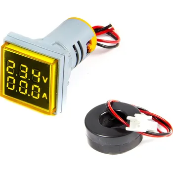 Digitální Voltmetr a Ampérmetr do panelu AC 60-500V / 0-100A 22mm čtvercový