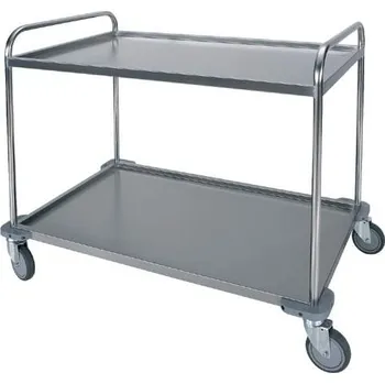 Policový vozík nerezový, 2 police, v x d x š: 890x730x1150 mm