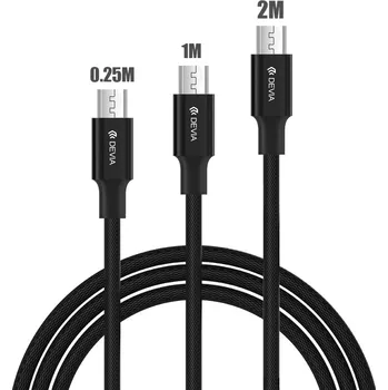 Pouzdro na mobilní telefon Devia Kabel MICRO-USB - Devia, 3-PACK SET (200cm+100cm+25cm) Black