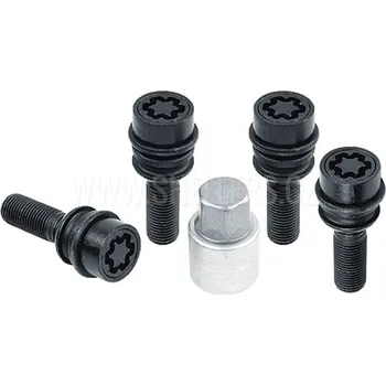 Autodoplněk Pojistné bezpečnostní šrouby M14x1,5x36 kulová R14 pohyblivá, klíč 19, SICUSTAR BVN536RSR14, TOUAREG, CAYENNE, černé