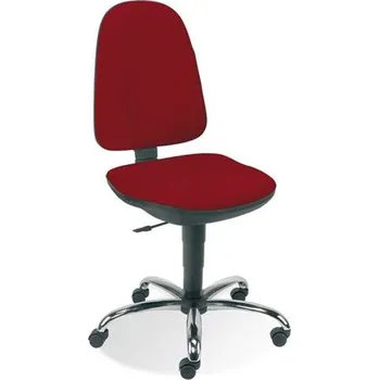 Ergonomická židle PEGAZ bez područek, potah z látky Basic, barva červená, nosný kříž z chromované oceli