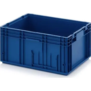 Přepravka RL-KLT-6280 s odtokovými otvory, 600 x 400 x 280 mm, modrá RAL 5005.