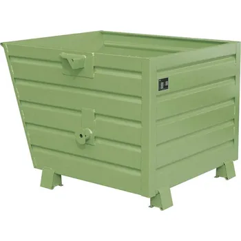 Přepravník Stohovací vyklápěcí kontejner, objem 1500 l, nosnost 2000 kg, d x š x v: 1200x1500x1000 mm, barva zelená RAL6011