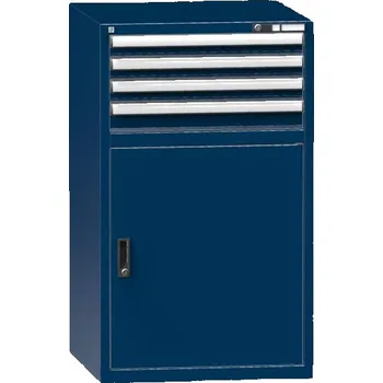 Zásuvková dílenská skříňka, v x š x h: 1215 x 731 x 780 mm, 4 x zásuvka, 1 x skříňka, barva tmavě modrá RAL5010