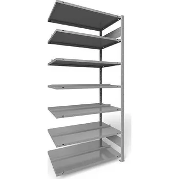 Kancelářská sestava Zásuvný regál na spisy COMPACT, dvoustranný, 7 polic, v x š: 2200 x 1000 mm, šedý, přídavný