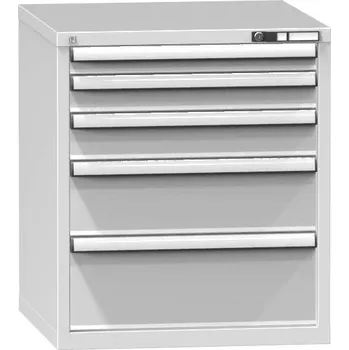 Zásuvková dílenská skříňka, 5 x zásuvka, v x š x h: 840 x 731 x 780 mm, barva šedá RAL7035