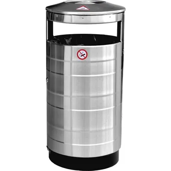 Venkovní odpadkový koš Nerezový odpadkový koš s popelníkem, objem 100 l