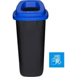 Plastový koš SORT, objem 90 l, nádoba černá, víko modré