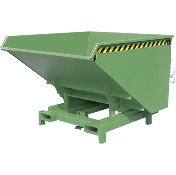 Přepravník Těžkotonážní výklopný přepravník, objem 2100 l, nosnost 4000 kg, d x š x v: 1755x1880x1230 mm, barva zelená RAL6011
