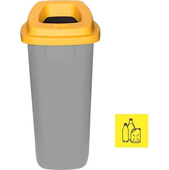 Odpadkový koš Plastový koš SORT, objem 90 l, nádoba šedá, víko žluté
