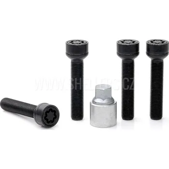 Šroubek na kolo Pojistné bezpečnostní šrouby M14x1,5x65 kulová R14, klíč 17, SICUSTAR BVN565R14, Mercedes, černé