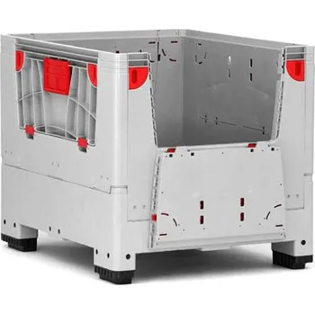 Přepravník Velký skládací přepravník z polyetylenu, s bočními klapkami, 1200 x 1000 x 1000 mm, na nohách