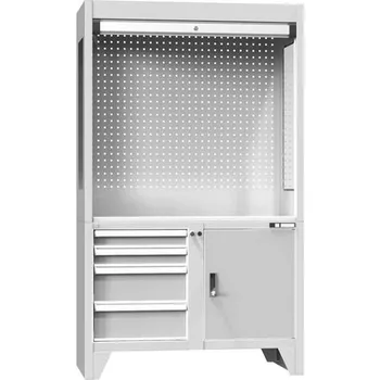 Kontrolní pracoviště š x h x v: 1200x600x2030 mm, 4x zásuvka, 1x skříňka, barva dvířek šedá RAL7035