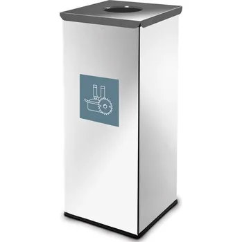 Odpadkový koš Koš EKO SQUARE na tříděný odpad, objem 60 l, nádoba lakovaná šedá, víko šedé (kovy)