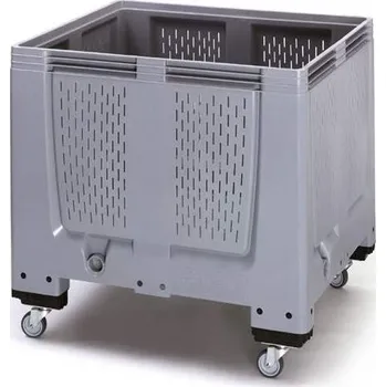 Přepravník Velký přepravník z polyetylenu, děrované stěny, 1200 x 1000 x 1000 mm, pojízdný