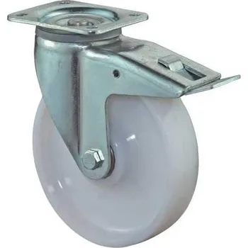 Pojezdové kolečko Transportní kolečko, otočné s brzdou, kolo z bílého plastu, pr. 150 mm, nosnost 700 kg