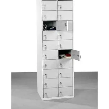 Skříň se schránkami na osobní věci, 2x10 schránek, v x š x h: 1800x600x500 mm, barva šedá RAL7035 / dvířka šedá RAL7035