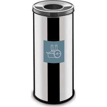 Odpadkový koš Koš na tříděný odpad EKO, objem 45 l, z nerezi, víko šedé (kovy).