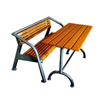 Zahradní stůl Stůl parkový 1400x600 mm, stříbrná kovová konstrukce s dřevěnými hranoly