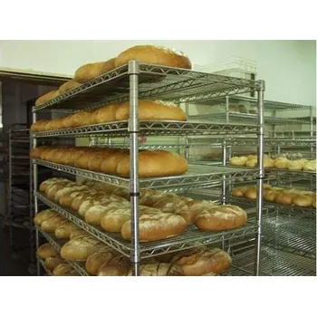 Pekárenský policový vozík z pochromované oceli, v x š x h: 1750x1520x610 mm, 8 polic