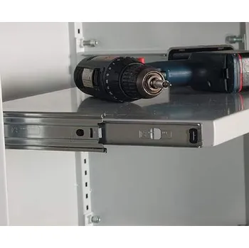 Výsuvná ocelová police, š x h: 1000 x 370 x 28 mm, šedá RAL7035