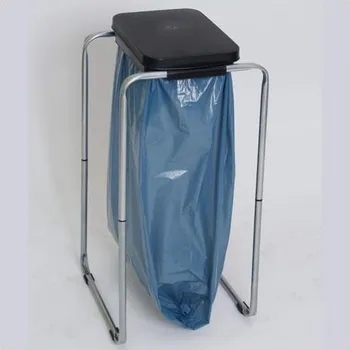 Odpadkový koš Sběrač cenných hmot 1x70 l, stacionární, pozinkovaný, víko plastové (černé)