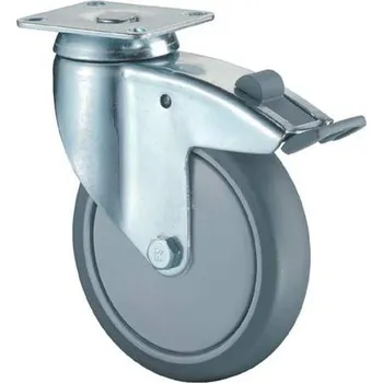 Pojezdové kolečko Přístrojové kolečko, otočné s brzdou, pr. 125 mm, s plotýnkou, nosnost 100 kg